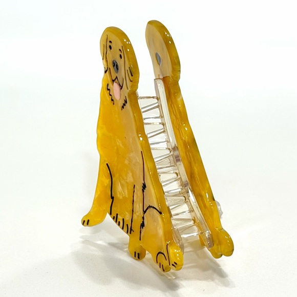 🍋2/$30 New Anthropologie Golden Retriever Acrylic Hair Claw - Picture 2 of 5
